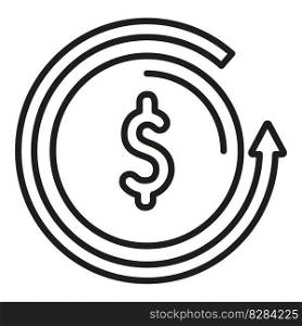 Convert money coin icon outline vector. Bank finance. Business reserve. Convert money coin icon outline vector. Bank finance