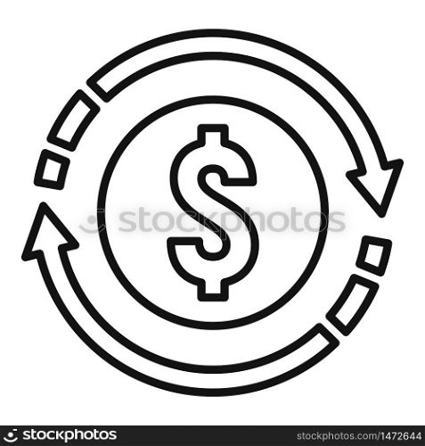 Convert money icon. Outline convert money vector icon for web design isolated on white background. Convert money icon, outline style