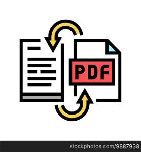 convert pdf file to word pad color icon vector. convert pdf file to word pad sign. isolated symbol illustration. convert pdf file to word pad color icon vector illustration