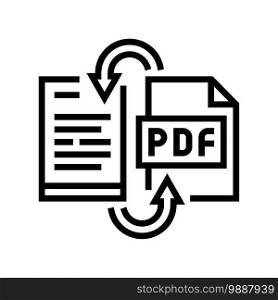 convert pdf file to word pad line icon vector. convert pdf file to word pad sign. isolated contour symbol black illustration. convert pdf file to word pad line icon vector illustration