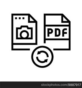 convert photo to pdf file line icon vector. convert photo to pdf file sign. isolated contour symbol black illustration. convert photo to pdf file line icon vector illustration