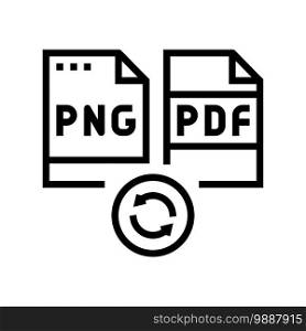 convert png to pdf file line icon vector. convert png to pdf file sign. isolated contour symbol black illustration. convert png to pdf file line icon vector illustration