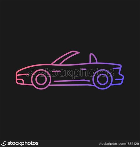 Convertible car gradient vector icon for dark theme. Cabriolet with retractable roof. Open top car driving experience. Thin line color symbol. Modern style pictogram. Vector isolated outline drawing. Convertible car gradient vector icon for dark theme