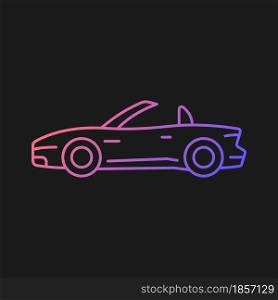 Convertible car gradient vector icon for dark theme. Cabriolet with retractable roof. Open top car driving experience. Thin line color symbol. Modern style pictogram. Vector isolated outline drawing. Convertible car gradient vector icon for dark theme