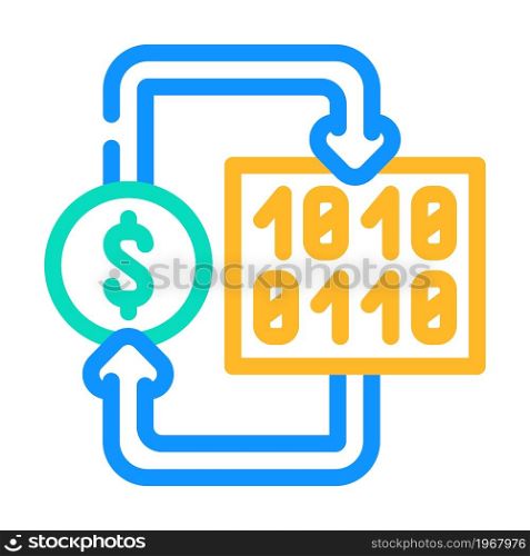 converting digital money into paper color icon vector. converting digital money into paper sign. isolated symbol illustration. converting digital money into paper color icon vector illustration