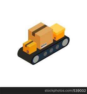 Conveyor belt with boxes icon in isometric 3d style on a white background. Conveyor belt with boxes icon, isometric 3d style