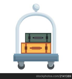 Conveyor luggage trolley icon cartoon vector. Travel suitcase. Bag hotel. Conveyor luggage trolley icon cartoon vector. Travel suitcase