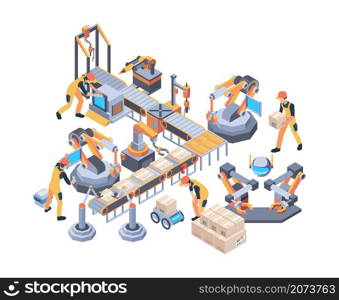 Conveyors belt. Machinery packaging moving wheel industry line vector factory isometric. Conveyor belt, machinery production gear illustration. Conveyors belt. Machinery packaging moving wheel industry line vector factory isometric