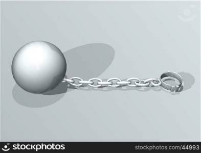 Convict ball and chain. concept of freedom