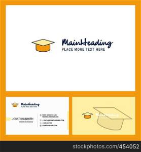 Convocation cap Logo design with Tagline & Front and Back Busienss Card Template. Vector Creative Design