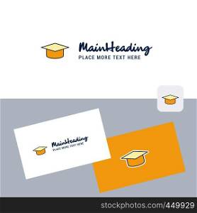 Convocation cap vector logotype with business card template. Elegant corporate identity. - Vector