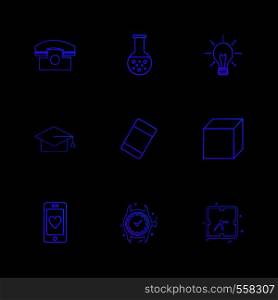 convocation , cube , idea , bulb , beaker ,Watch , time , clock , alaram , day , timers , icon, vector, design, flat, collection, style, creative, icons , setting , gear ,
