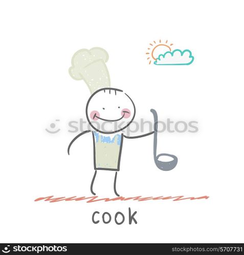 cook. Fun cartoon style illustration. The situation of life.