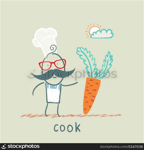 cook holding a carrot