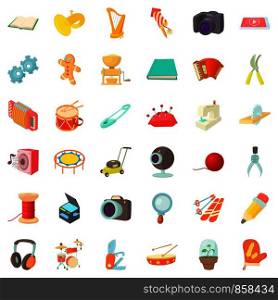 Cook icons set. Cartoon style of 36 cook vector icons for web isolated on white background. Cook icons set, cartoon style