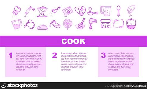 Cook Instruction For Prepare Food Landing Web Page Header Banner Template Vector. Pepper And Salt, Milk And Sugar Add, Adding Olive Oil Water In Dish, Lemon Juice Spice Cook Instruction . Illustration. Cook Instruction For Prepare Food Landing Header Vector