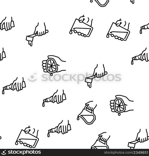 Cook Instruction For Prepare Meal Vector Seamless Pattern Thin Line Illustration. Cook Instruction For Prepare Meal Vector Seamless Pattern