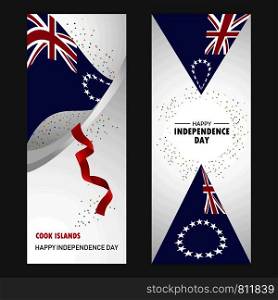 Cook Islands Happy independence day Confetti Celebration Background Vertical Banner set