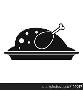Cooked chicken icon simple vector. Roast food. Meat plate. Cooked chicken icon simple vector. Roast food