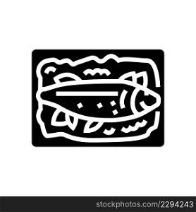 cooked seafood glyph icon vector. cooked seafood sign. isolated contour symbol black illustration. cooked seafood glyph icon vector illustration
