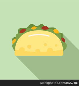 Cooked taco icon flat vector. Mexican food. Tacos meat. Cooked taco icon flat vector. Mexican food