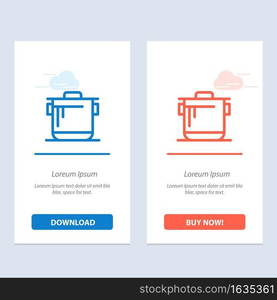 Cooker, Kitchen, Rice, Cook  Blue and Red Download and Buy Now web Widget Card Template