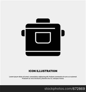 Cooker, Kitchen, Rice, Hotel Solid Black Glyph Icon