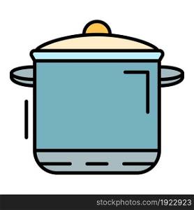 Cooker pan icon. Outline cooker pan vector icon color flat isolated on white. Cooker pan icon color outline vector