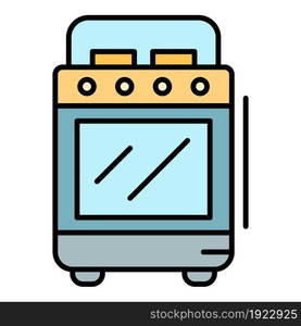 Cooker stove icon. Outline cooker stove vector icon color flat isolated on white. Cooker stove icon color outline vector