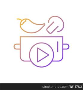 Cookery show gradient linear vector icon. Cooking tutorial. Food preparing program on television. Watch chef show. Thin line color symbol. Modern style pictogram. Vector isolated outline drawing. Cookery show gradient linear vector icon