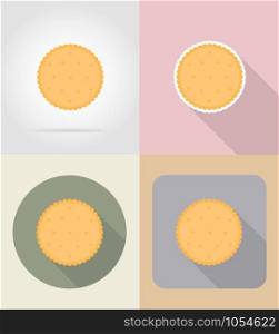 cookie biscuit food and objects flat icons vector illustration isolated on background