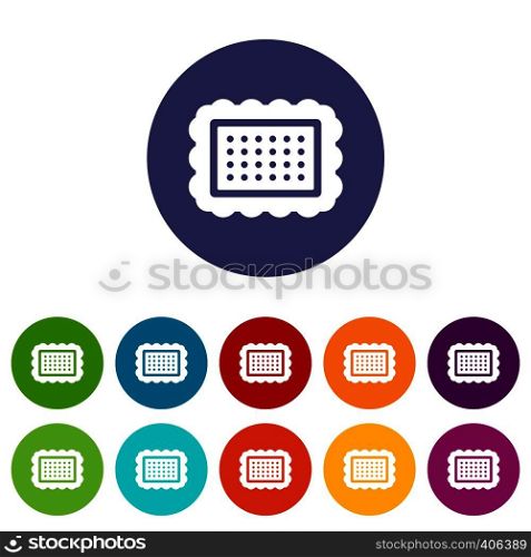 Cookie set icons in different colors isolated on white background. Cookie set icons