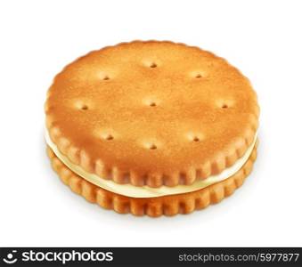 Cookie with cream, vector