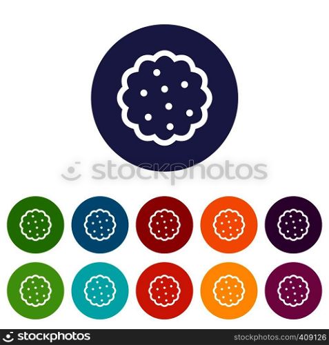 Cookies set icons in different colors isolated on white background. Cookies set icons