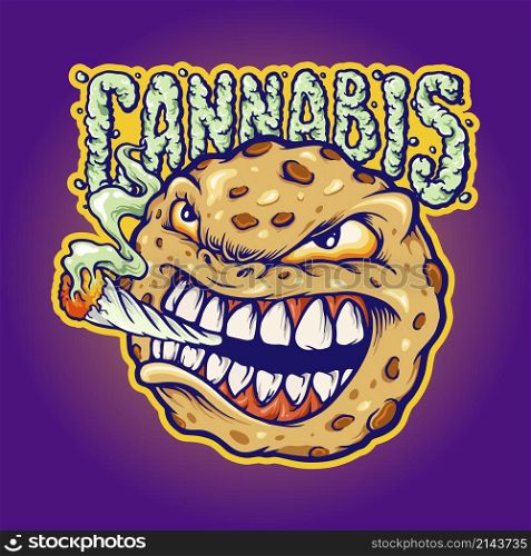 Cookies Smoke Cannabis Mascot Vector illustrations for your work Logo, mascot merchandise t-shirt, stickers and Label designs, poster, greeting cards advertising business company or brands.