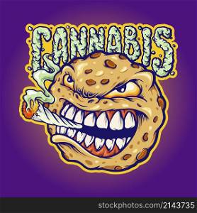 Cookies Smoke Cannabis Mascot Vector illustrations for your work Logo, mascot merchandise t-shirt, stickers and Label designs, poster, greeting cards advertising business company or brands.