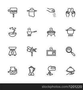 Cooking activity or cooking process line icon set. Editable stroke vector. Pixel perfect. Easy to crop. Isolated at white background