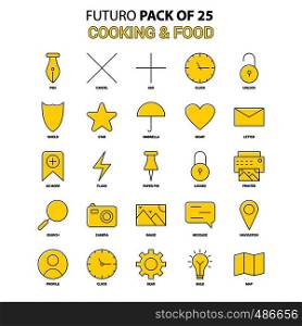 Cooking and Food Icon Set. Yellow Futuro Latest Design icon Pack