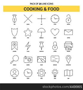 Cooking and Food Line Icon Set - 25 Dashed Outline Style