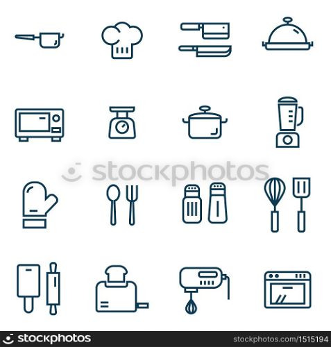 cooking appliance simple thin line icons set vector illustration
