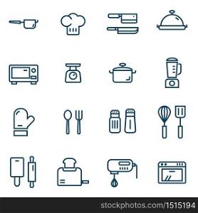cooking appliance simple thin line icons set vector illustration