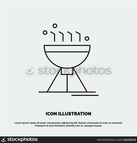 Cooking bbq, camping, food, grill Icon. Line vector gray symbol for UI and UX, website or mobile application. Vector EPS10 Abstract Template background