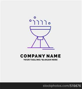 Cooking bbq, camping, food, grill Purple Business Logo Template. Place for Tagline. Vector EPS10 Abstract Template background