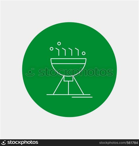 Cooking bbq, camping, food, grill White Line Icon in Circle background. vector icon illustration. Vector EPS10 Abstract Template background