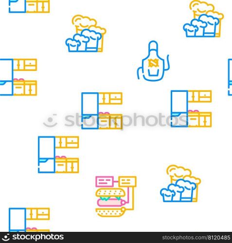 Cooking Courses Lesson Vector Seamless Pattern Color Line Illustration. Cooking Courses Lesson Vector Seamless Pattern