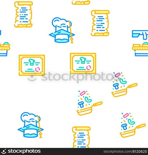 Cooking Courses Lesson Vector Seamless Pattern Color Line Illustration. Cooking Courses Lesson Vector Seamless Pattern