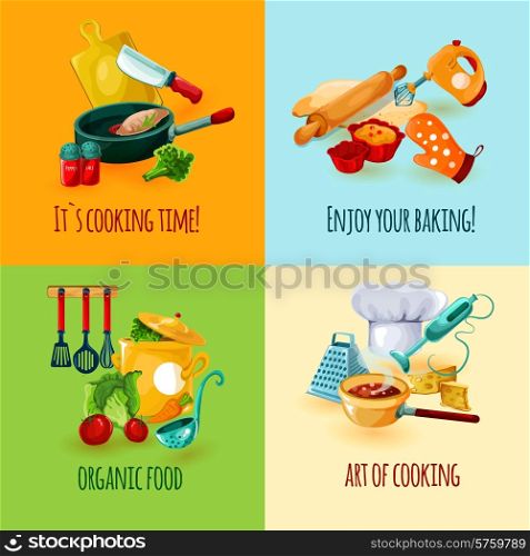Cooking design concept set with food baking icons isolated vector illustration. Cooking Design Concept
