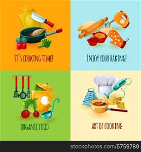Cooking design concept set with food baking icons isolated vector illustration. Cooking Design Concept
