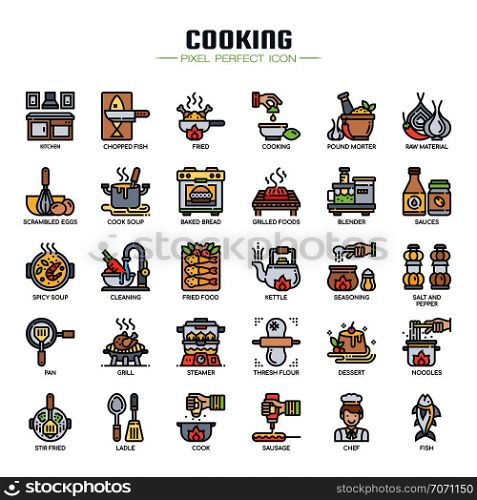 Cooking Elements , Thin Line and Pixel Perfect Icons