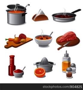 cooking food icon set